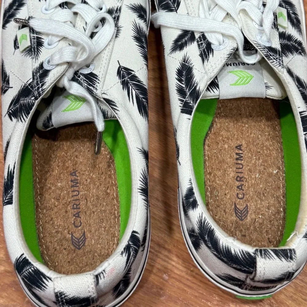CARIUMA Sneakers Palm Leaf Print Lace Up Low Top Canvas Shoes men 11.5 Women 13‎
